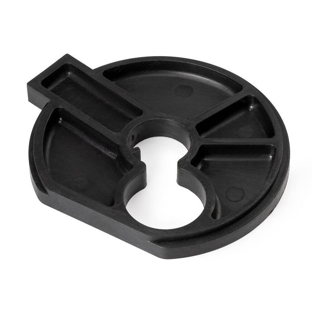 Steering torque sensor housing, black plastic with circular mount opening