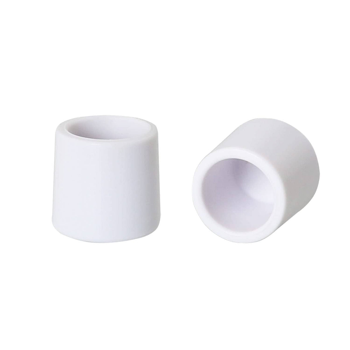 White rubber door stop bumper tip, two cylindrical caps showing open ends