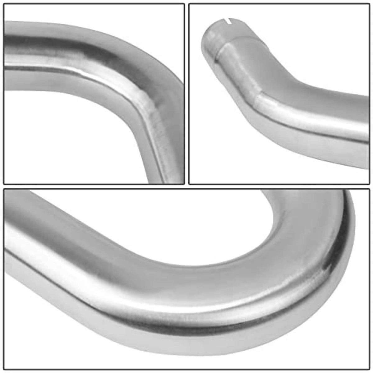 Stainless steel exhaust tubing U-bend with continuous weld and satin polished surface