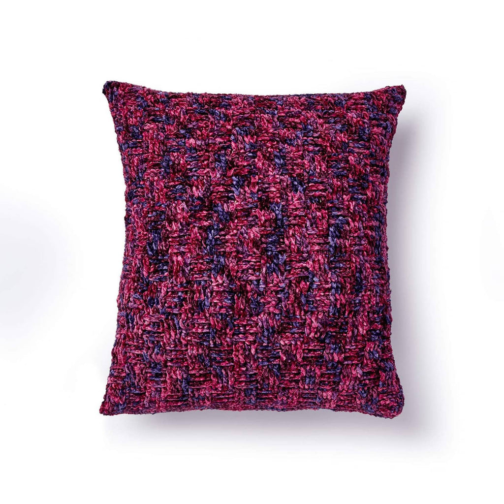 Deep fuchsia marled knit cushion pillow cover with textured woven pattern