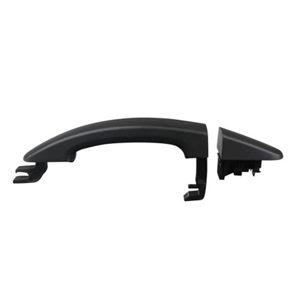 Black exterior door handle with end cap and rear mounting bracket