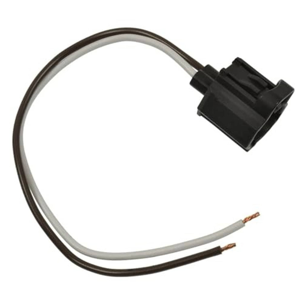 Pigtail wiring harness connector with two-wire leads and black connector housing