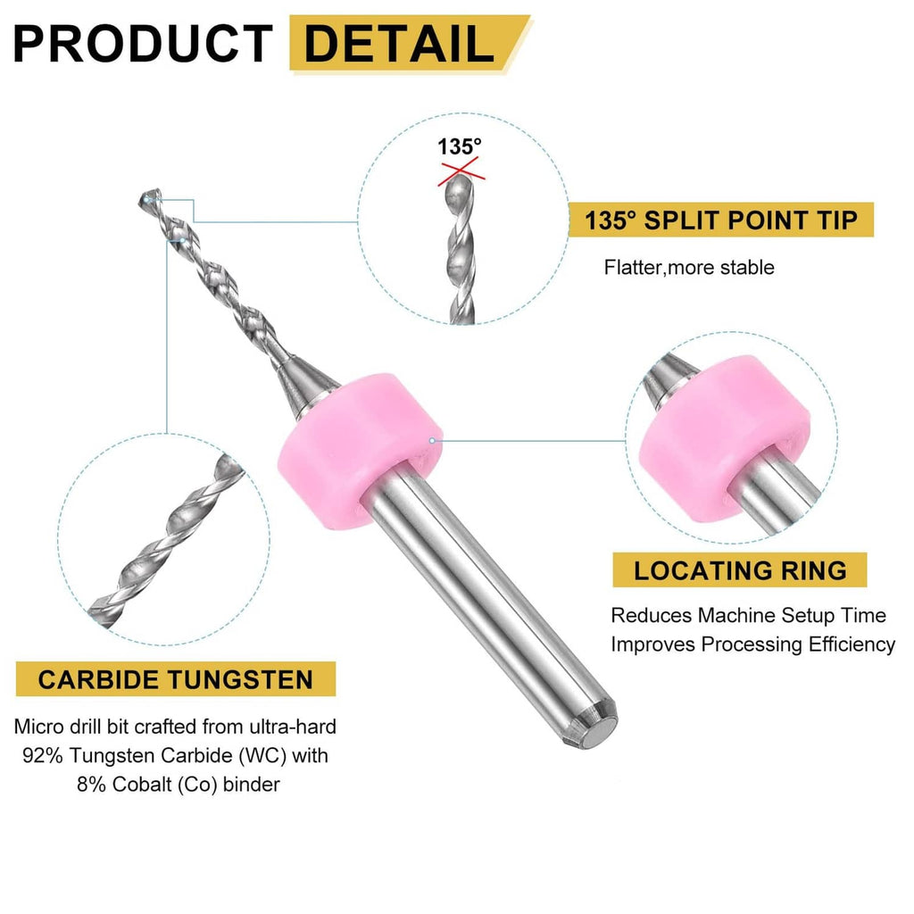 Micro drill bit with pink cap and 135-degree split point tip, carbide tungsten