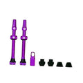 Purple Presta tubeless valve stems with knurled 60mm shaft, set of 4