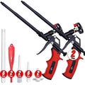 Expanding foam spray gun set with two red-and-black guns and long barrels