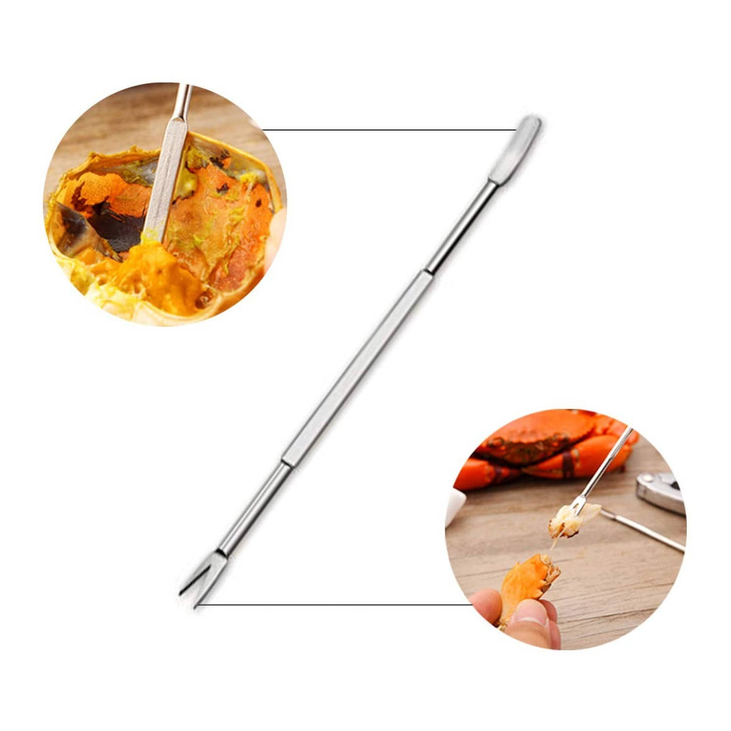 Stainless steel seafood fork for shellfish with long slender handle