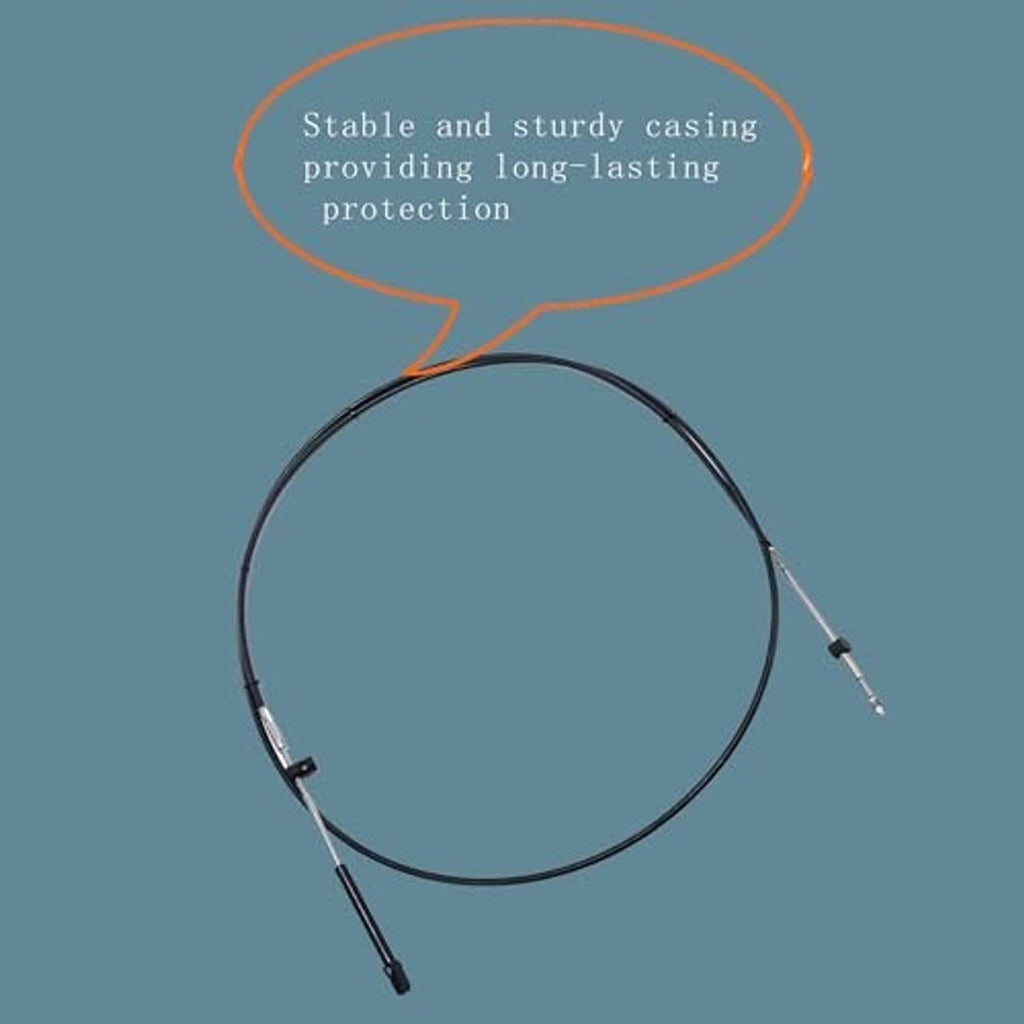 Boat control cable with black protective casing and metal terminal ends