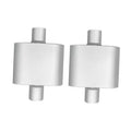 Aluminized steel single-chamber muffler, round body with outlet and inlet pipes, 2-pack