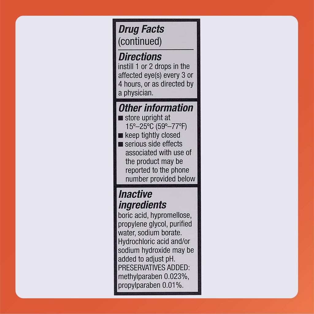 Rugby eye solution Drug Facts continued panel with directions and inactive ingredients.