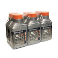 6-pack Husqvarna XP+ 2-stroke oil bottles, 2.6 oz each, orange caps.