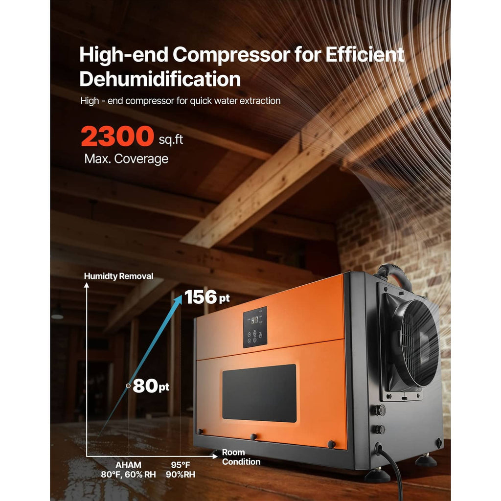 Commercial dehumidifier unit with side fan intake and front control panel