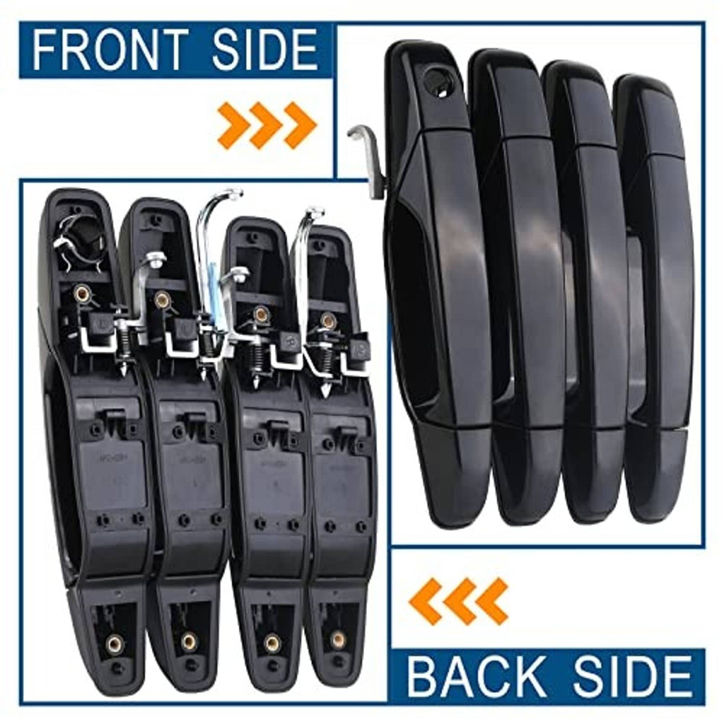 Black 4-pack exterior door handles with visible front and rear mounting parts
