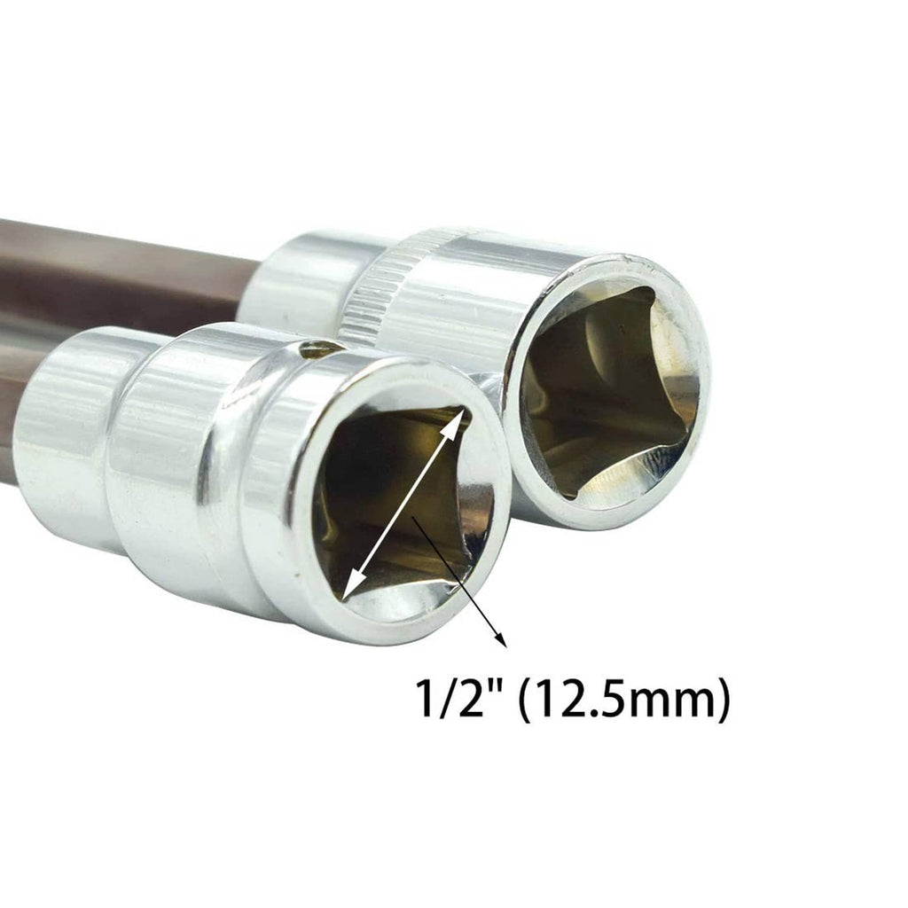 1/2 in drive Torx socket head showing star recess, silver steel, two sockets