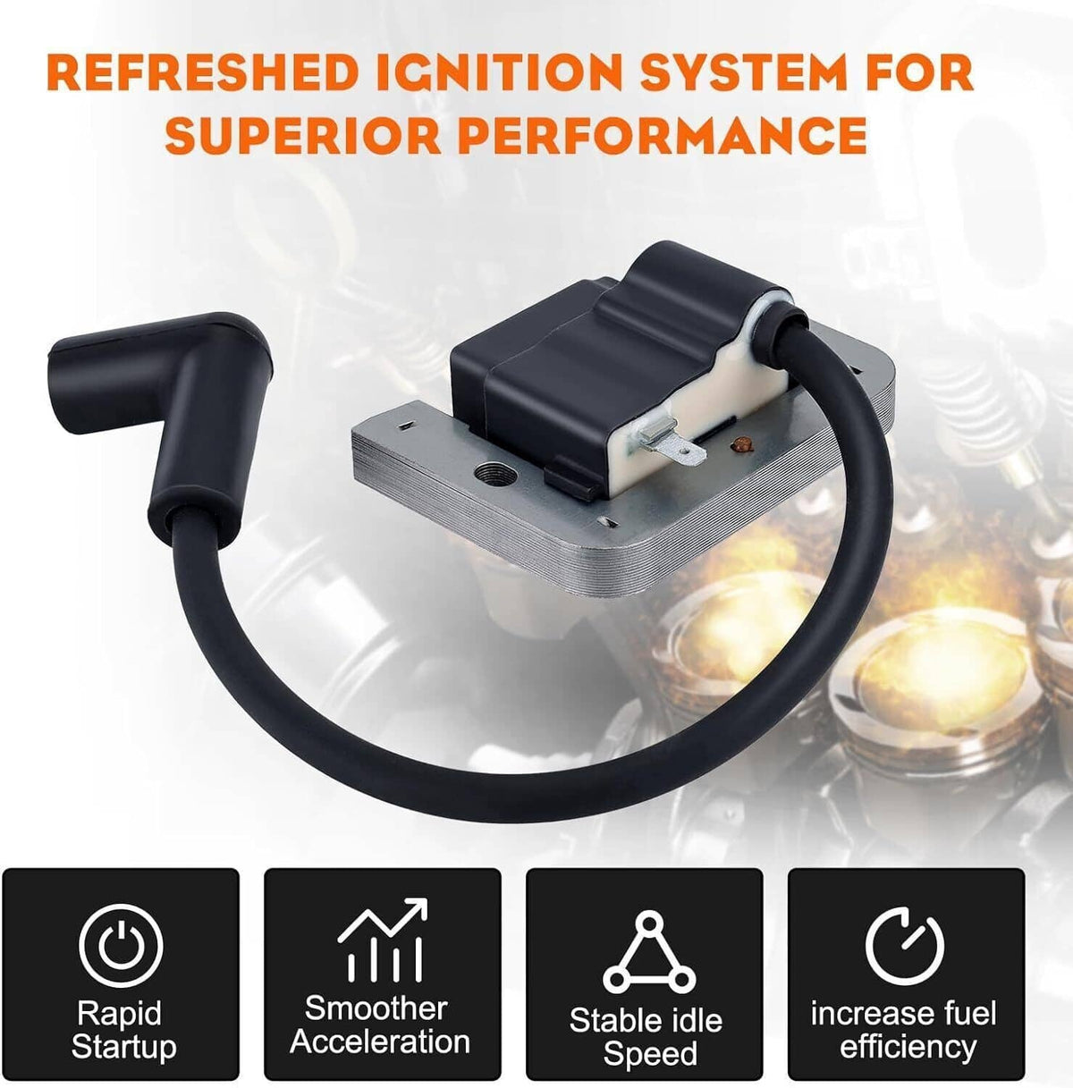 Ignition coil module set with black ignition caps and wiring harness