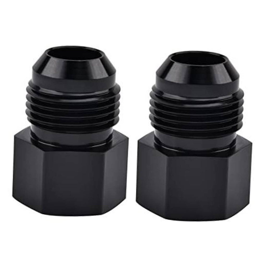 Black 10AN flare to 1/4-18 NPT adapter fitting, threaded aluminum connector
