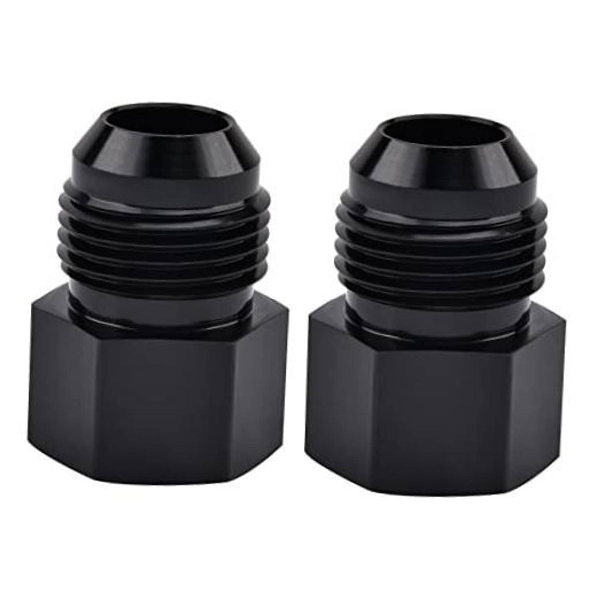 Black 10AN flare to 1/4-18 NPT adapter fitting, threaded aluminum connector