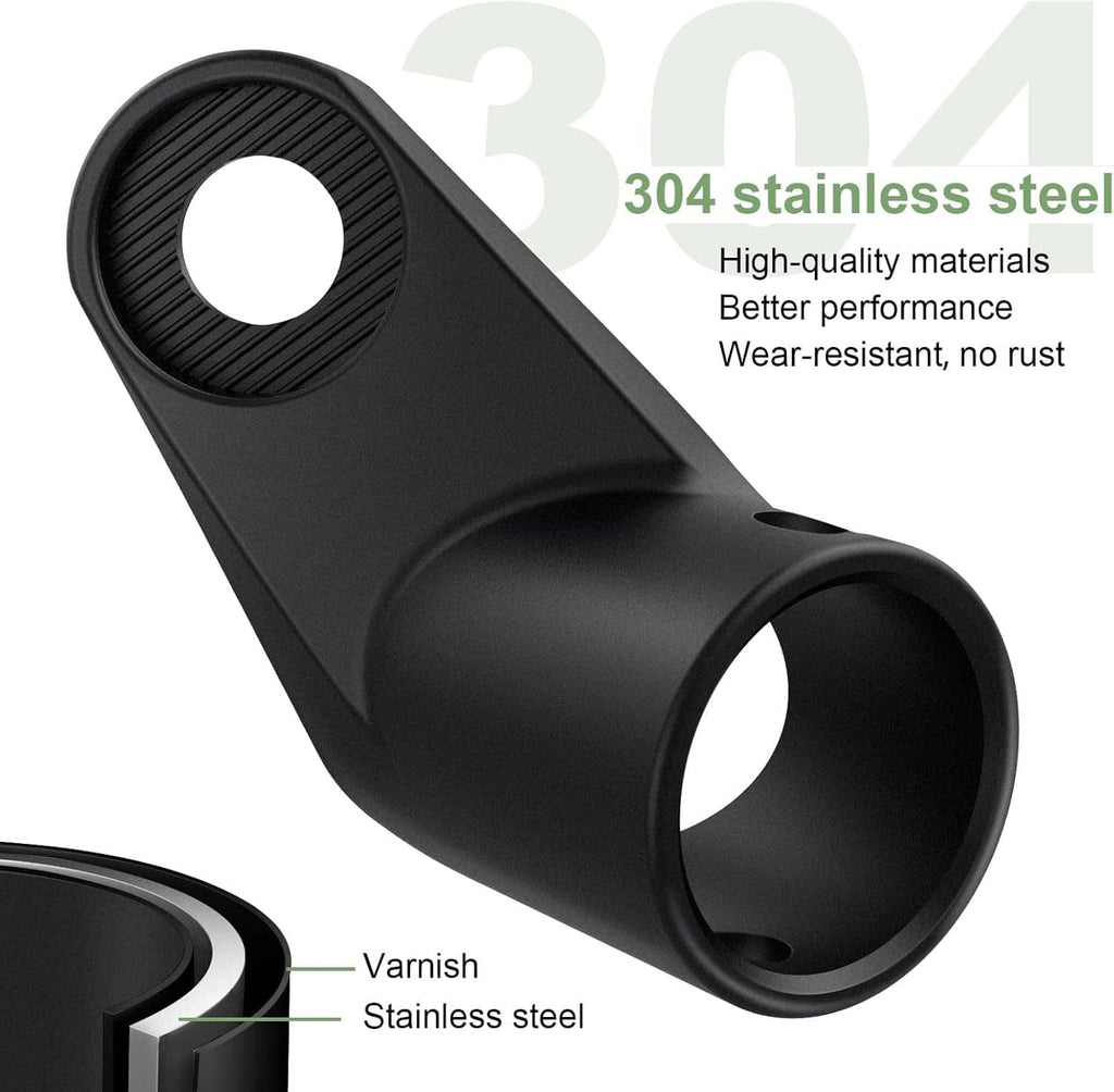 Black bike trailer coupler hitch end with circular opening and textured grip