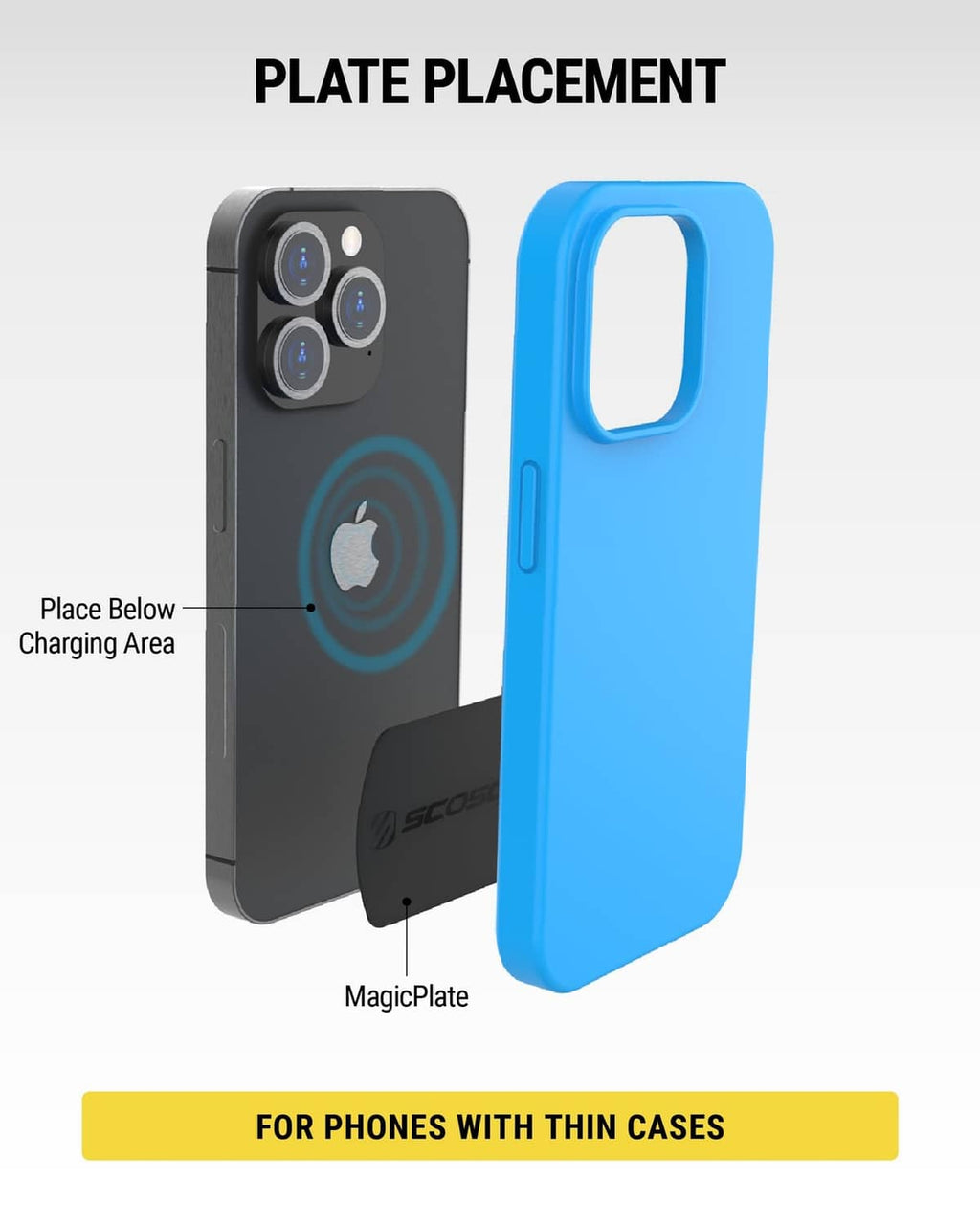 Black MagicPlate metal discs for placing on phones with thin cases