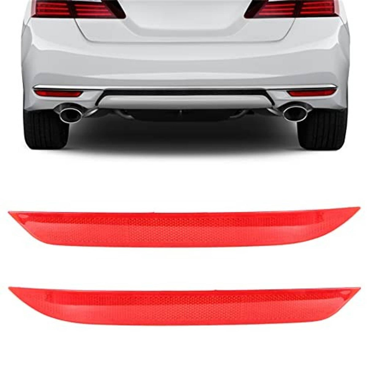 Red rear bumper reflector lens pair, left and right replacement