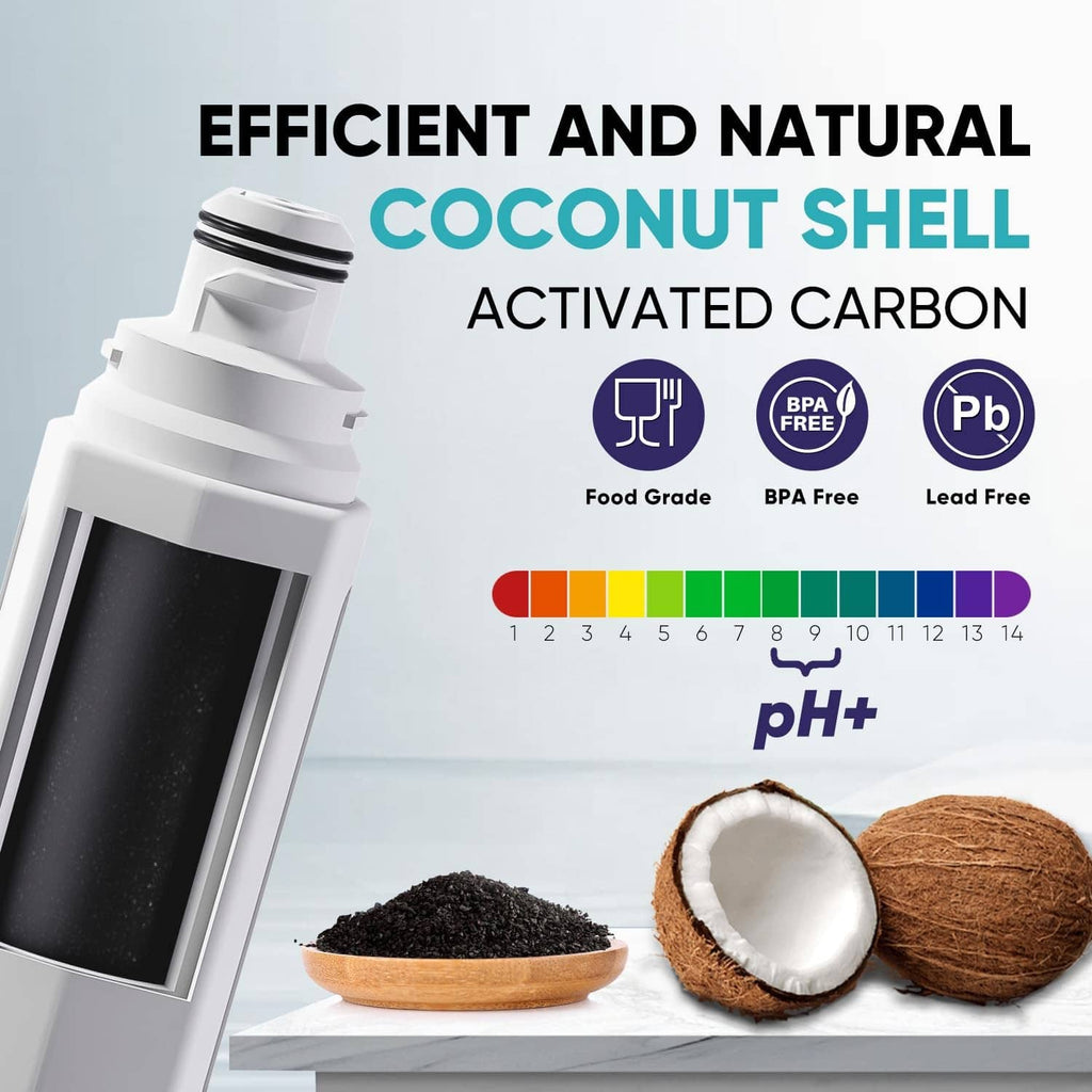 White water filter cartridge with activated carbon and coconut shell filter media