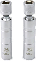Magnetic spark plug socket set with 14 mm and 16 mm CR-V thin-wall tips