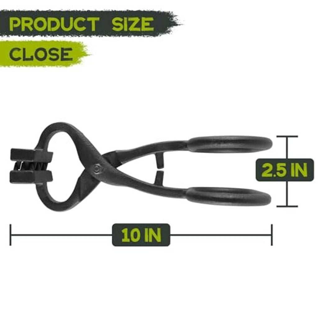 Claw hide puller tool shown closed, with serrated jaws and loop handles