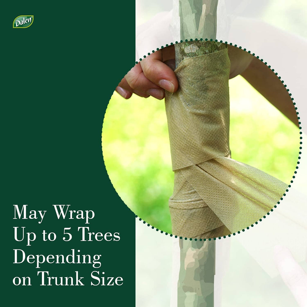 Brown tree wrap sheet with hands securing it around a trunk