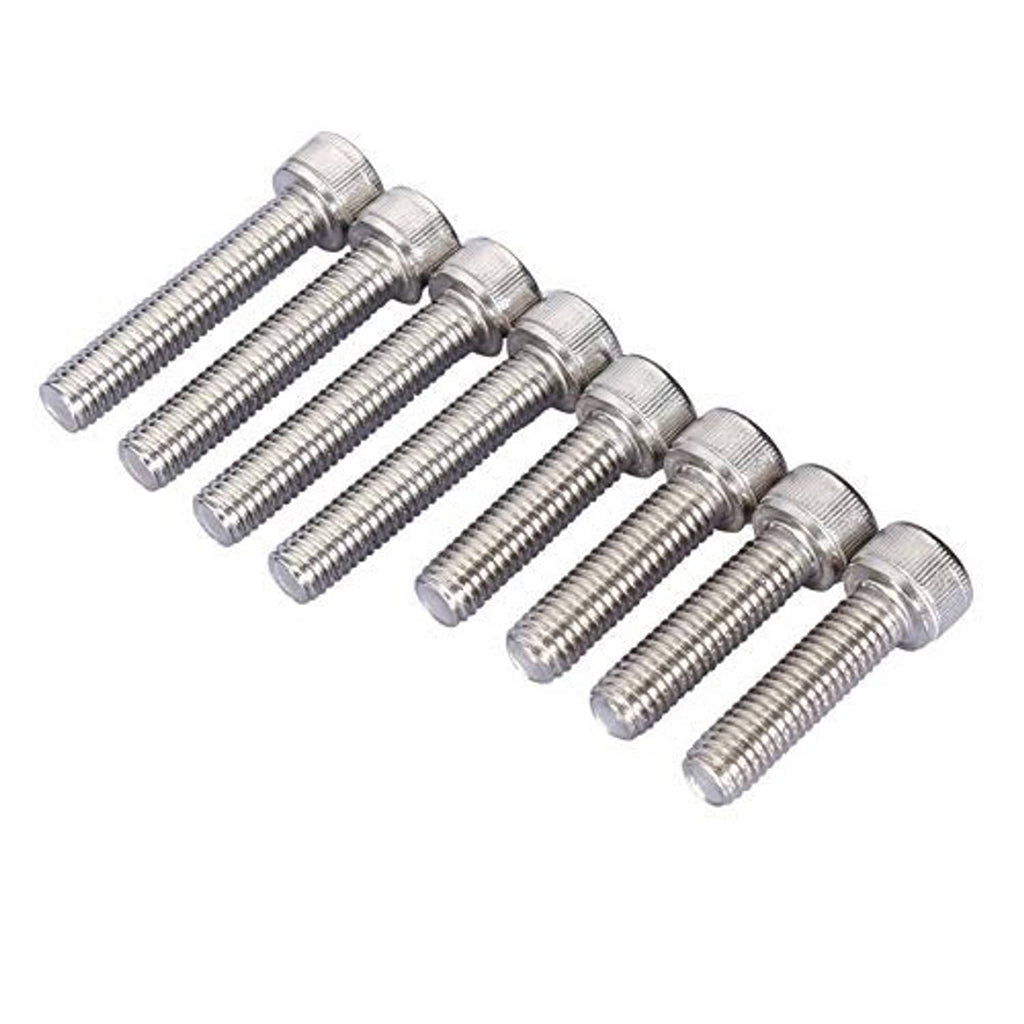 Set of silver stainless mounting bolts for adjustable motorcycle handlebar risers