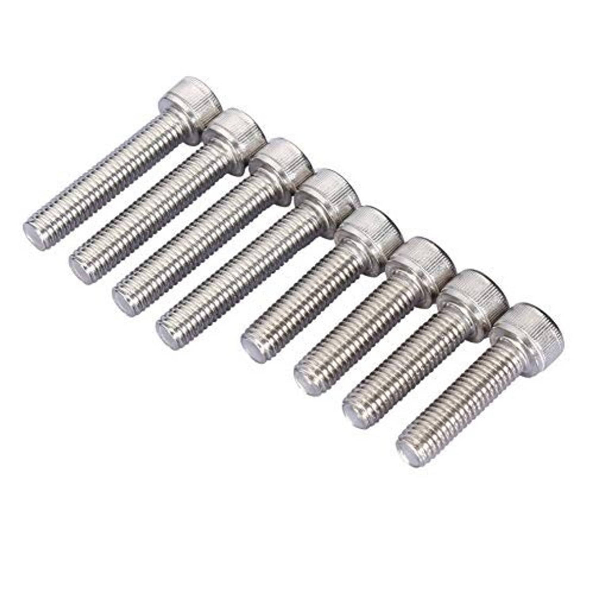 Set of silver stainless mounting bolts for adjustable motorcycle handlebar risers