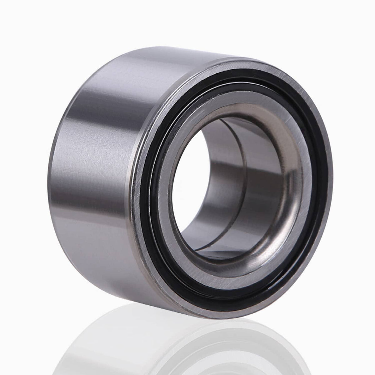 Single wheel bearing close-up with silver outer ring and black double-seal edge