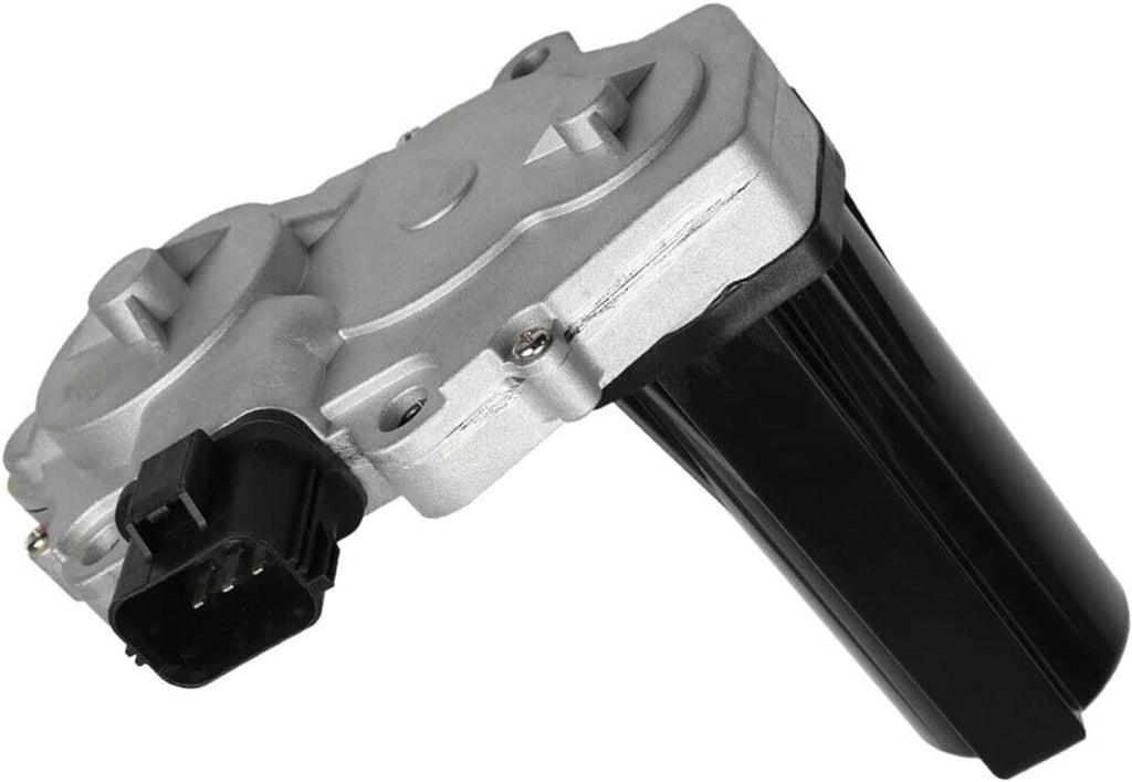 Transfer case shift actuator motor angled view with black connector and mounting holes