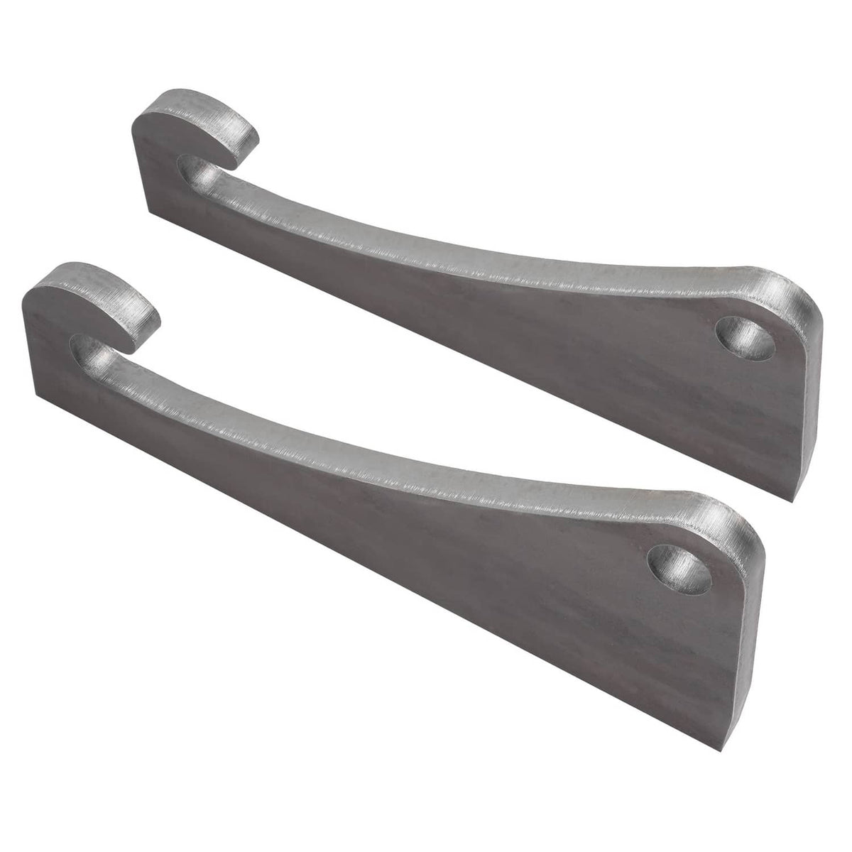 Metal quick-attach bracket with two end tabs and round attachment holes