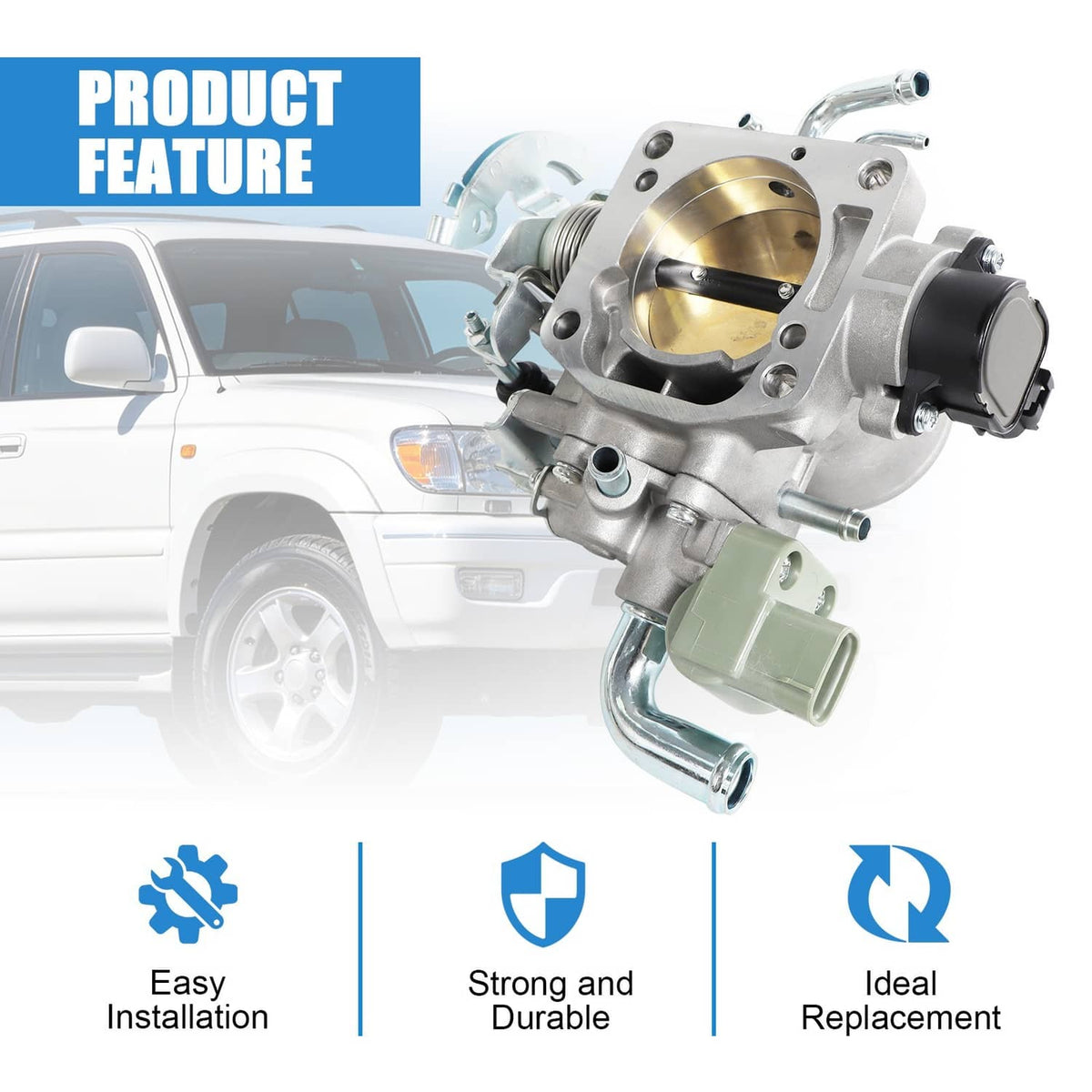 Fuel throttle body valve assembly with metal housing and sensor connector