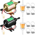 Electric fuel pump kit with gold and black low-pressure pumps, fittings and clamps