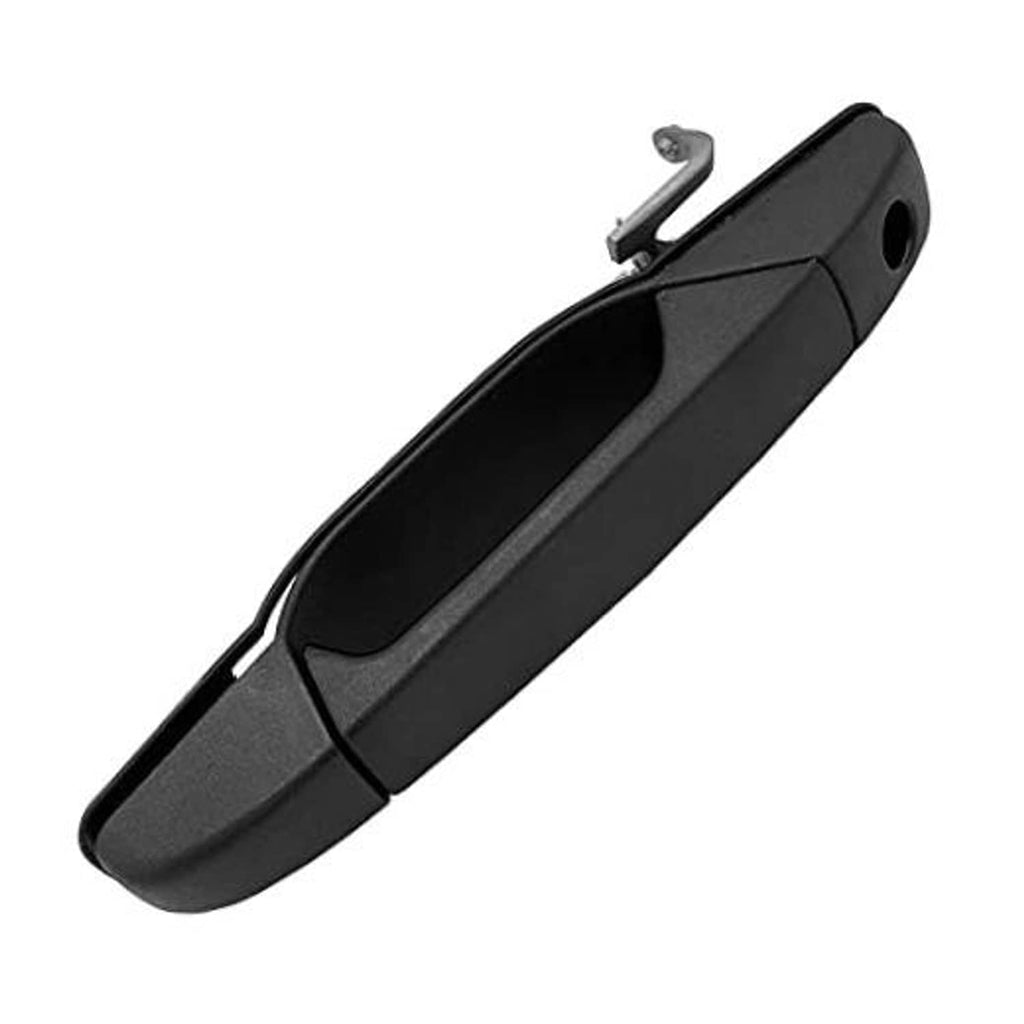 Black exterior front driver-side door handle with metal mounting bracket