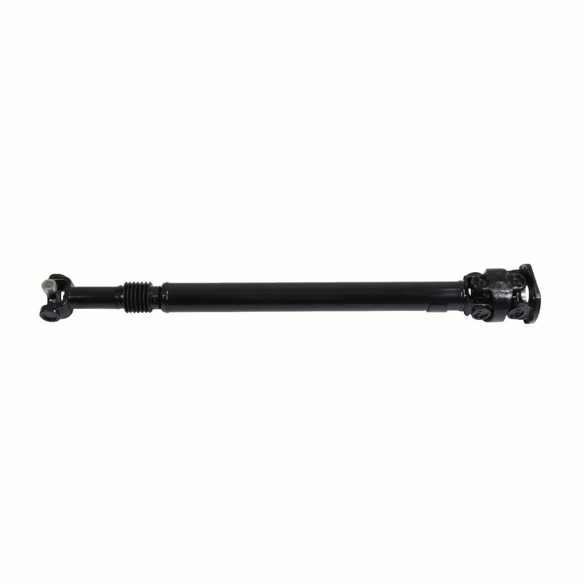 Front driveshaft prop shaft, black long tube with U-joint and axle ends