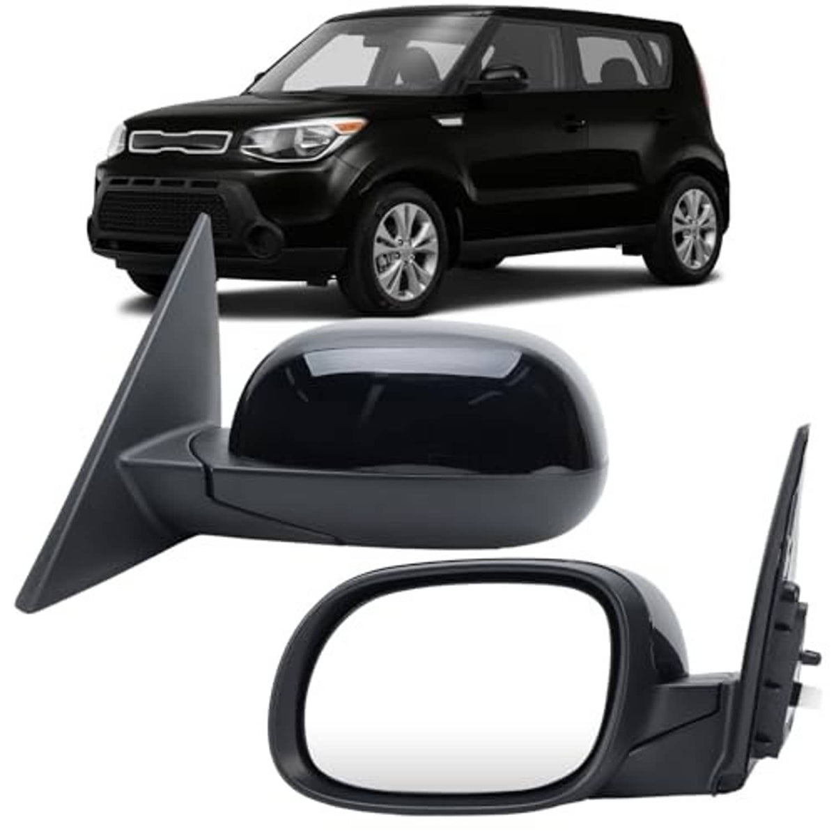 Left driver-side black side mirror with tinted glass and mounting bracket