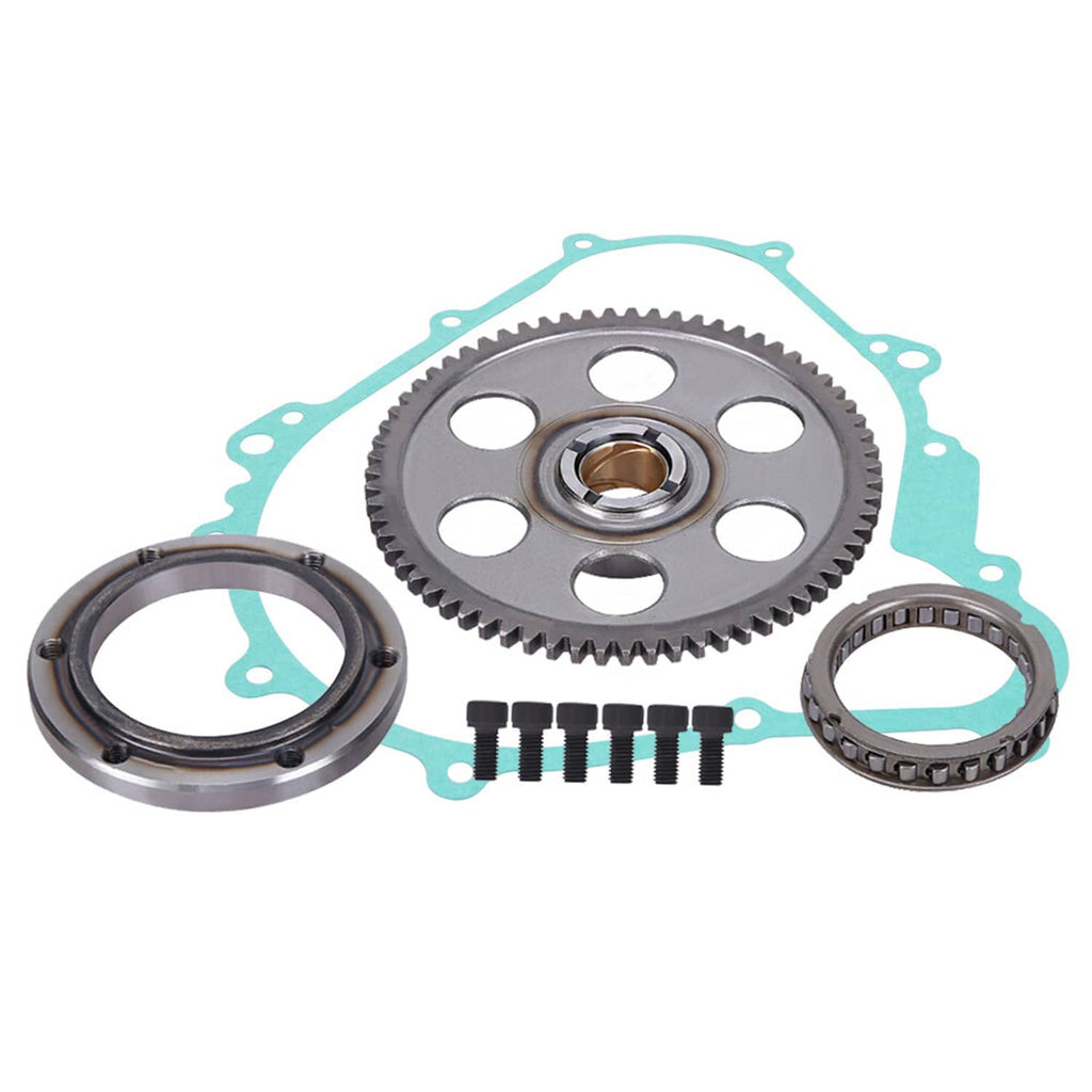 Starter clutch kit with main gear, gasket, one-way bearing, and bolt set