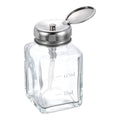 Clear glass solvent alcohol dispenser bottle with metal push-down cap, 120ml