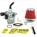 NIBBI PZ19 19mm carburetor kit with red cone air filter and mounting parts