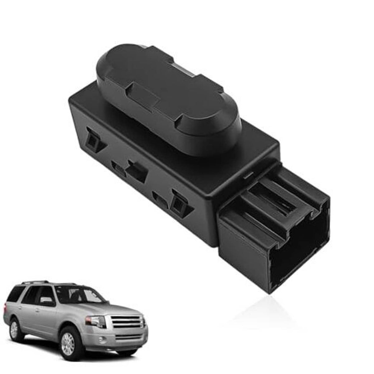 Black 6-way power seat adjustment switch with wiring connector, front driver side