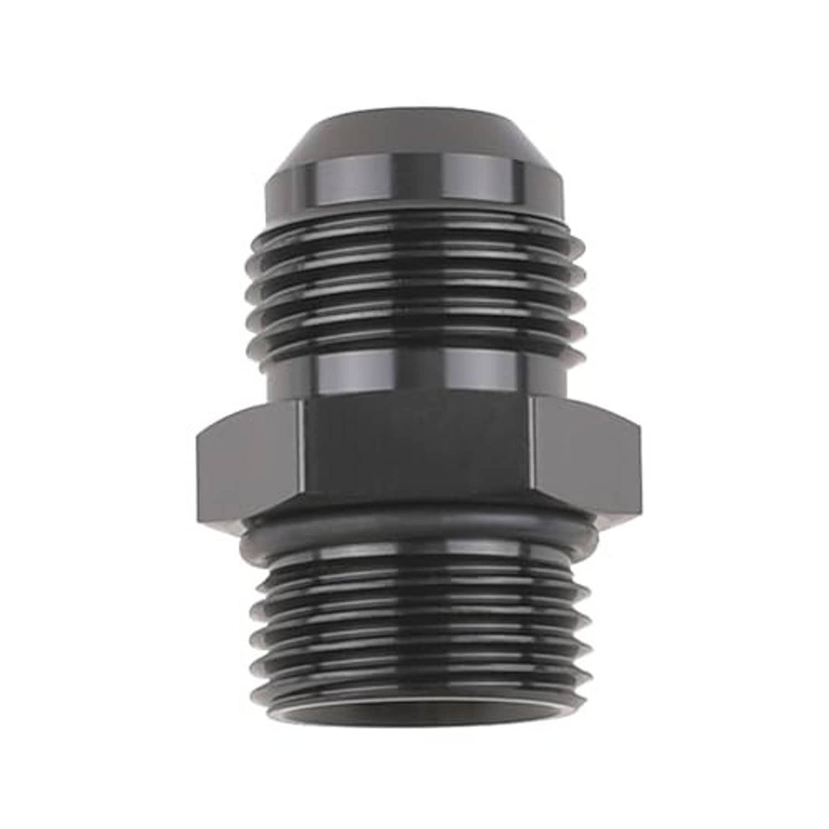 Black ORB adapter fitting, threaded top with hex coupling