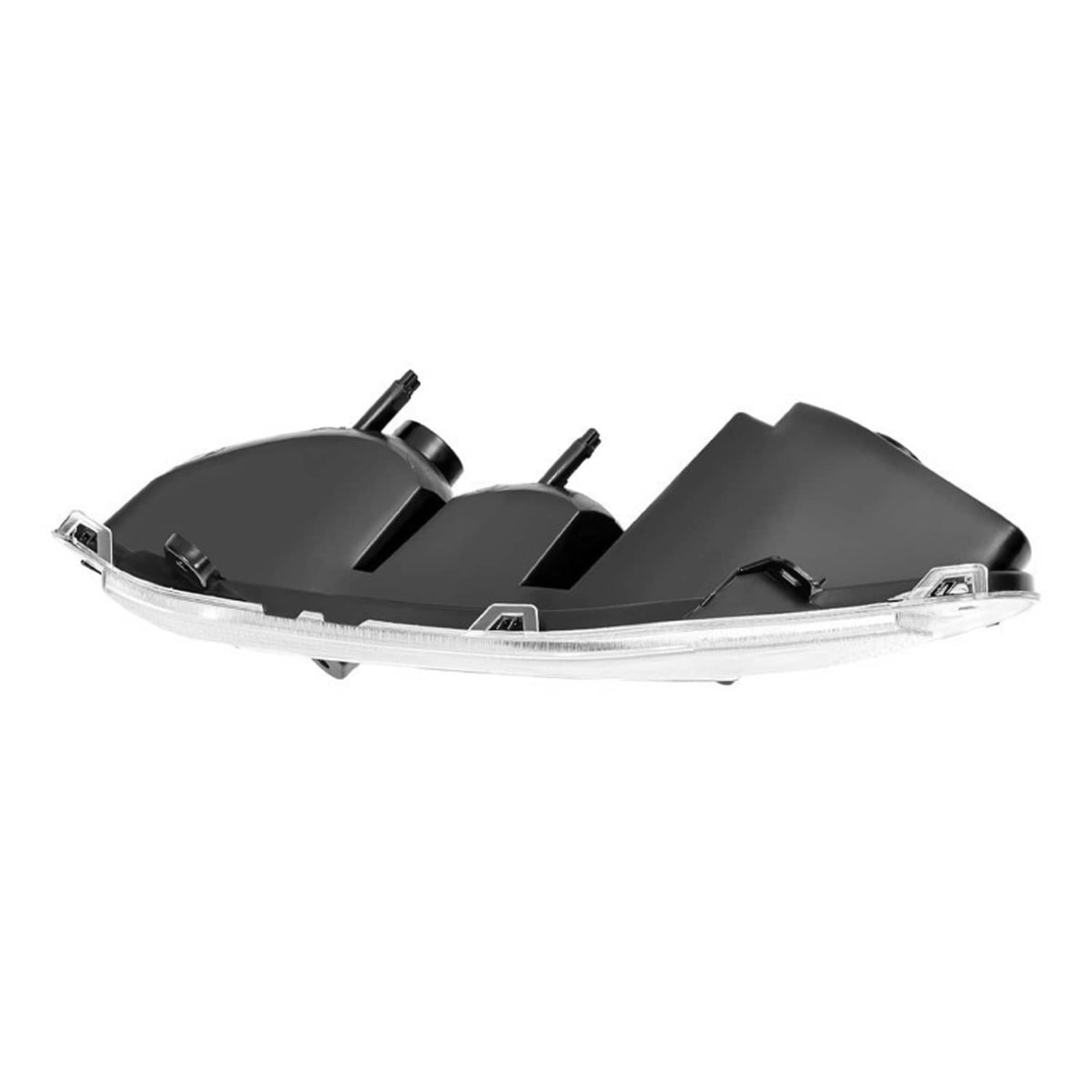 Driver-side LH fog light lamp from back, black housing with clear outer lens edge