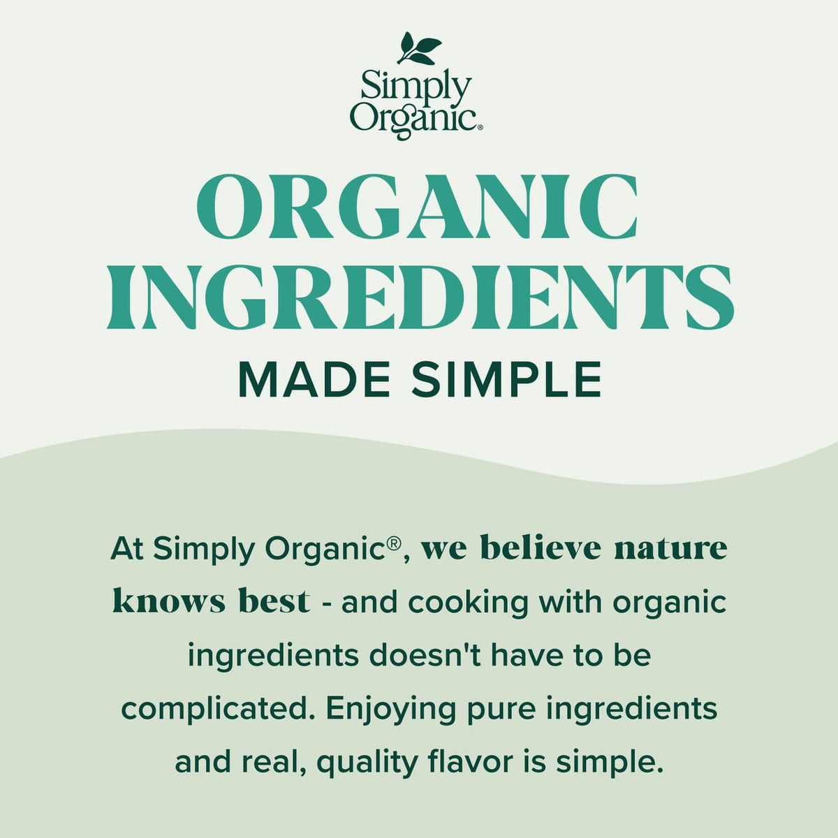 Organic ingredients made simple graphic from Simply Organic, Ceylon cinnamon theme