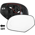 Heated side mirror glass with integrated turn-signal LED and wiring-backed housing (left)