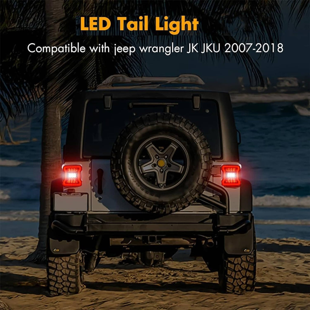 LED rear tail lights with red turn signal lamps for Jeep Wrangler JK JKU (2007-2018)