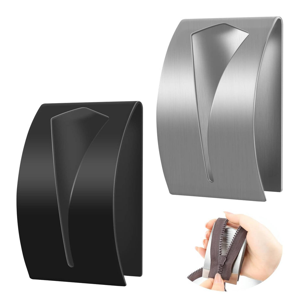 Zipper jig tool with black and silver sliding base for zipper pull installation