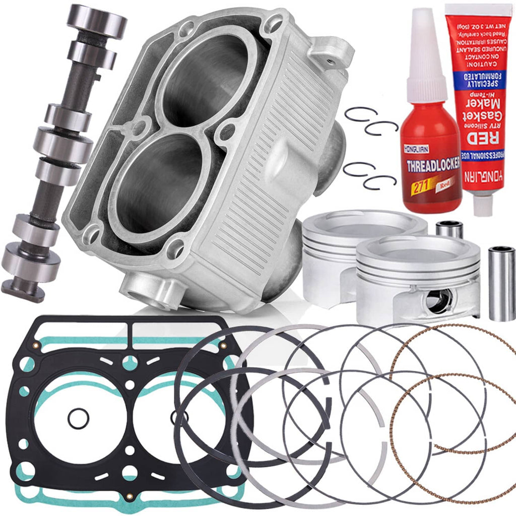 Cylinder top end kit with aluminum cylinder, piston rings, gaskets, wrist pin, and glue