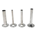 Stainless steel sausage stuffing tubes, four pieces with round flared bases