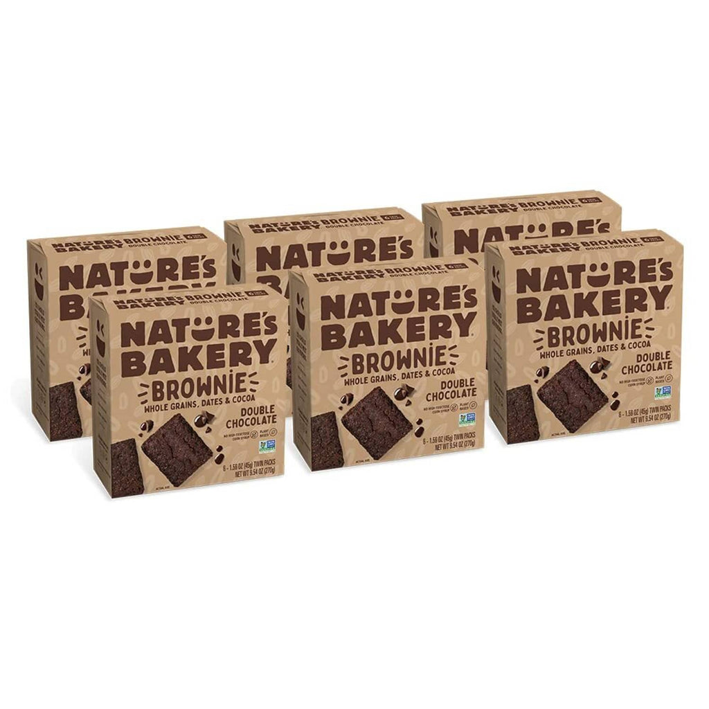 Nature's Bakery plant-based double chocolate brownie bars, 6-pack cartons